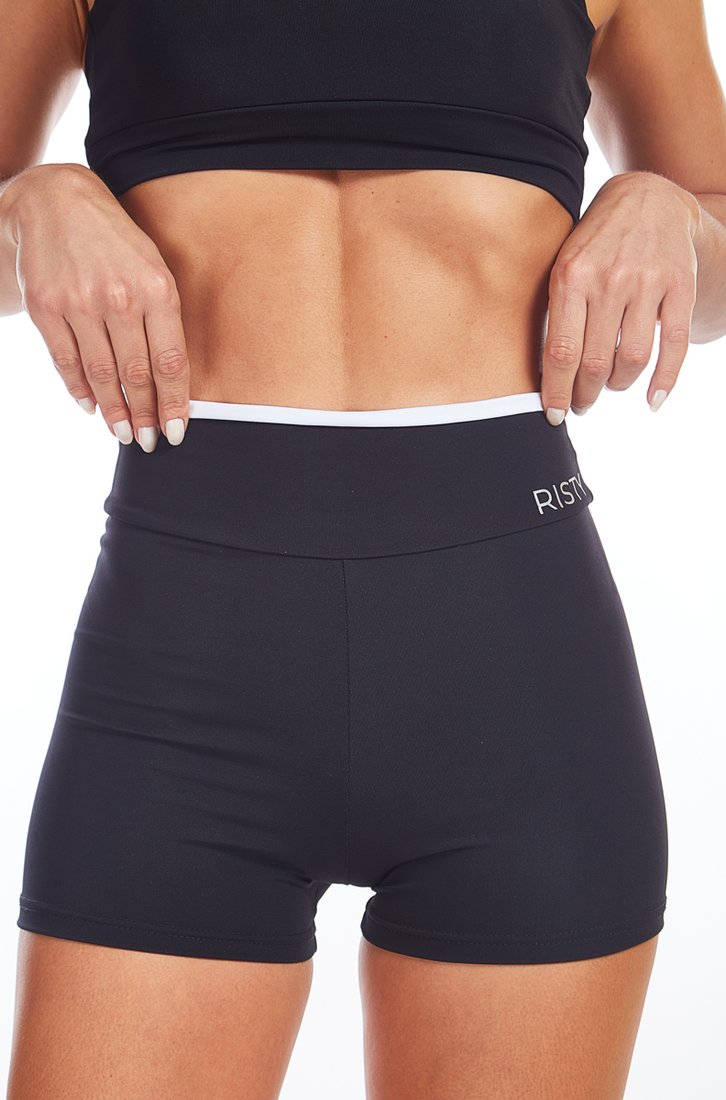 Conjunto Feminino Fitness Shorts e Top Duo Color Preto C/ Branco