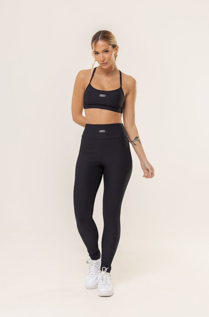 Conjunto Feminino Fitness Calça e Top Nara Preto RISTY
